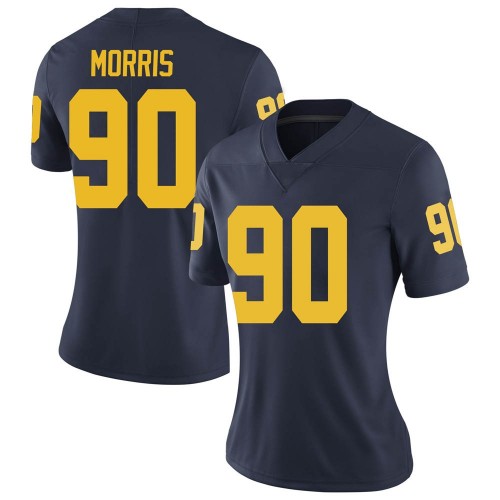 Mike Morris Michigan Wolverines Women's NCAA #90 Navy Limited Brand Jordan College Stitched Football Jersey EYY5454MJ